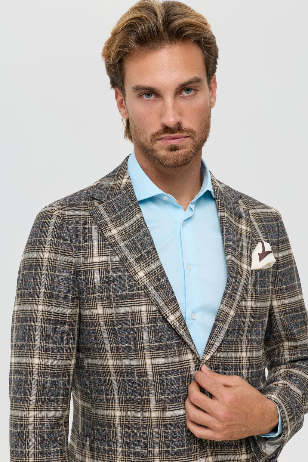 Men’s Premium Checked Blazer – Smart Stretch Weave | Style 7177-1