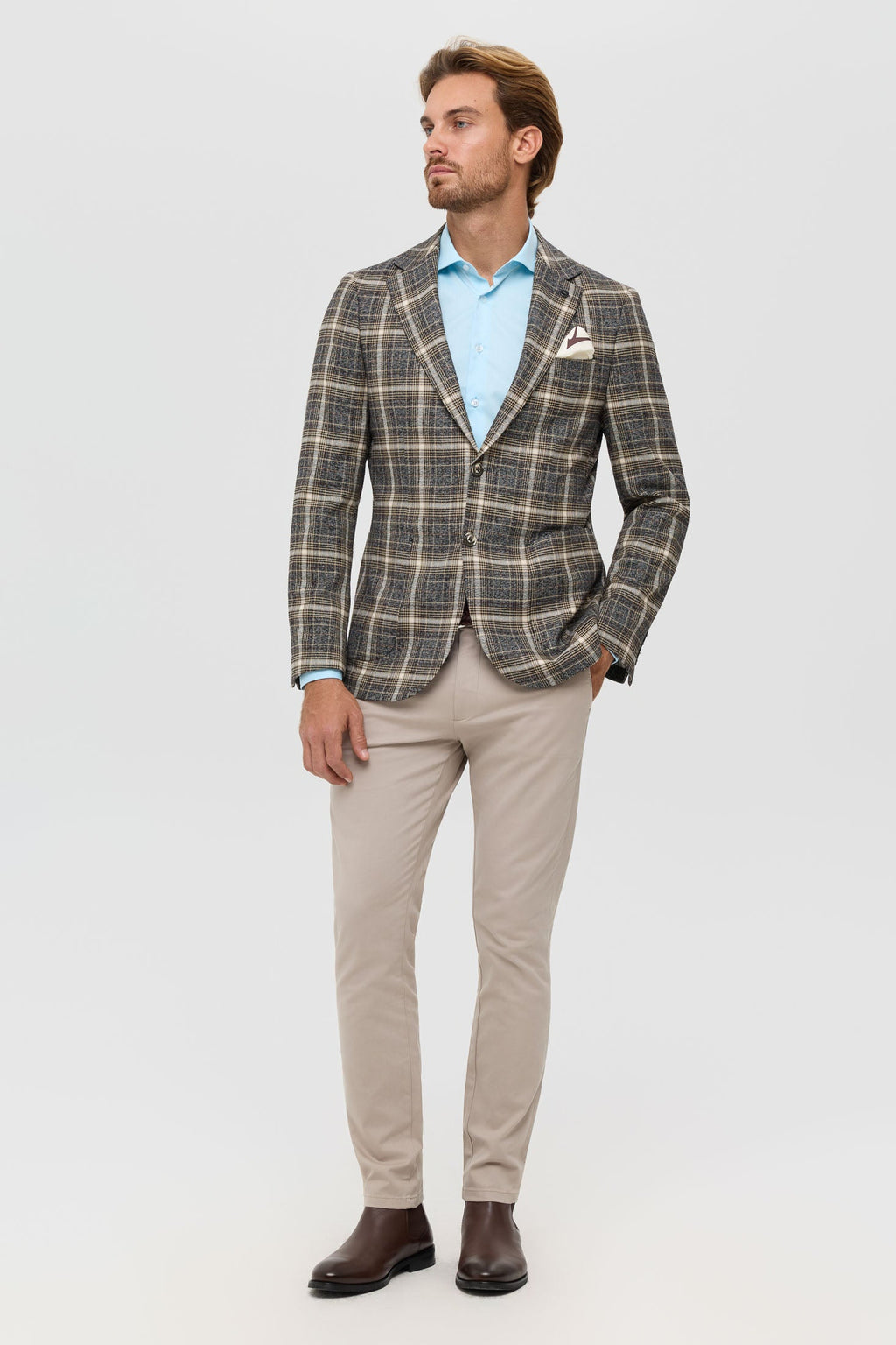 Men’s Premium Checked Blazer – Smart Stretch Weave | Style 7177-2