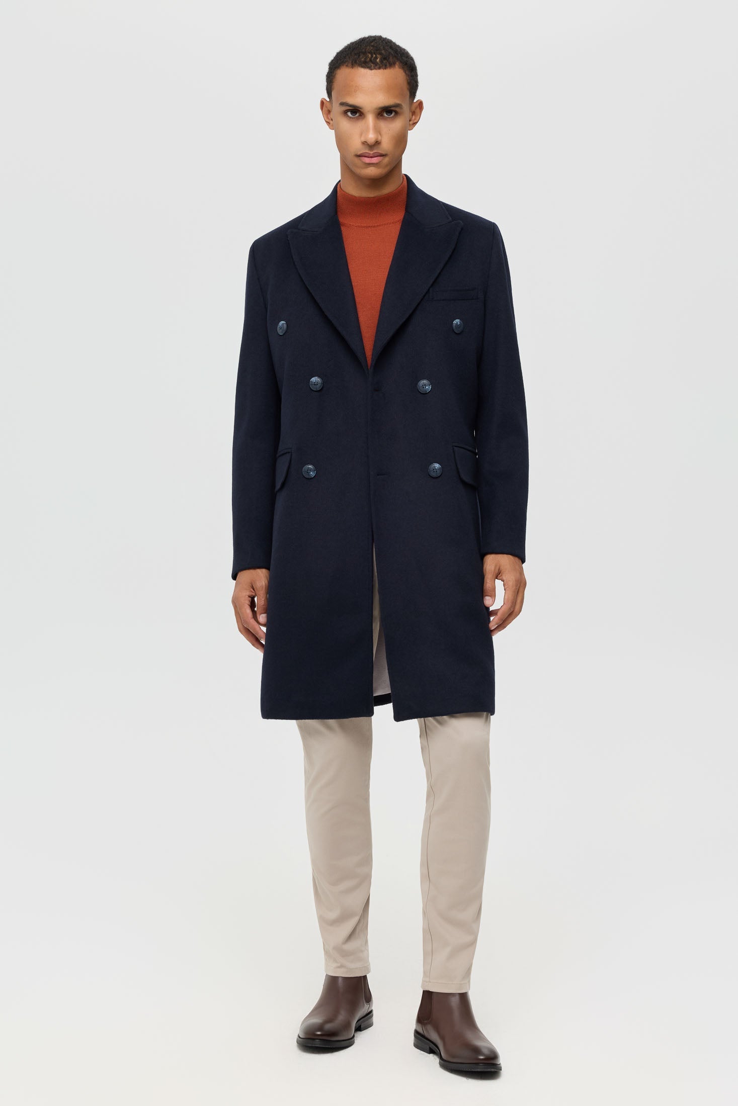 Men’s Double-Breasted Wool Blend Trench Coat – Timeless Elegance | Style 6065-1