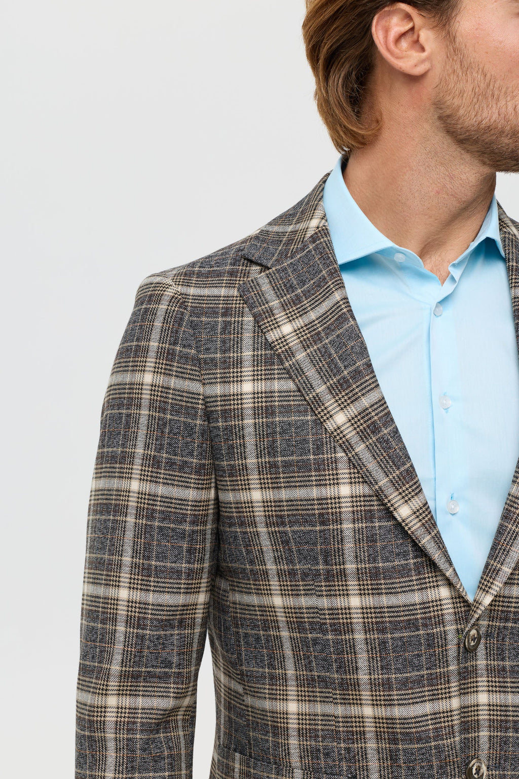 Men’s Premium Checked Blazer – Smart Stretch Weave | Style 7177-3