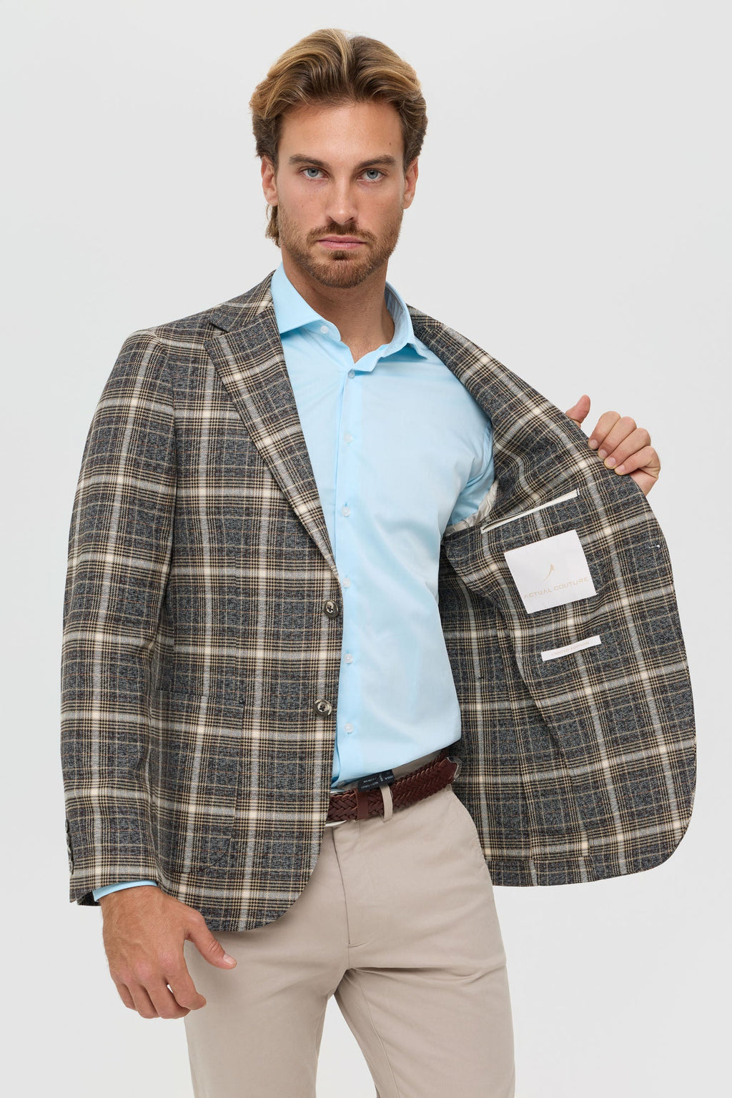 Men’s Premium Checked Blazer – Smart Stretch Weave | Style 7177-4