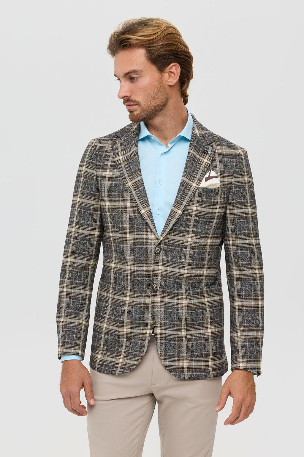 Men’s Premium Checked Blazer – Smart Stretch Weave | Style 7177-0