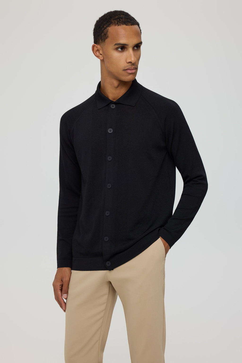 Men’s Premium Buttoned Knit Cardigan – Textured Panel Design | Style 8029-0
