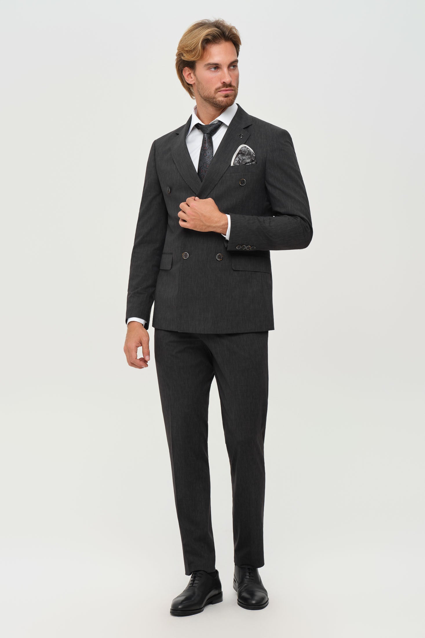 Men’s Double-Breasted Suit – Refined Stretch Structure | Style 4077-5