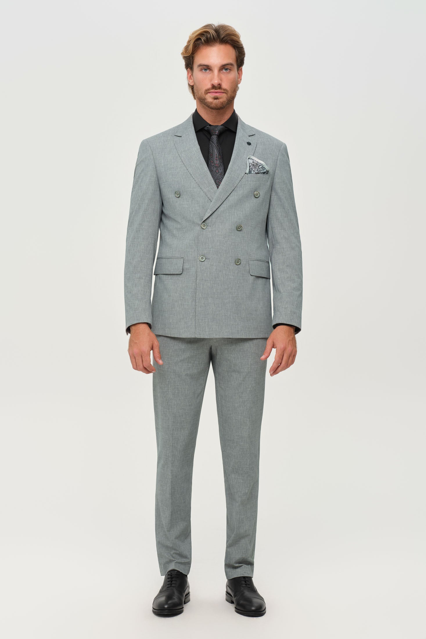 Men’s Double-Breasted Suit – Refined Stretch Structure | Style 4077-7